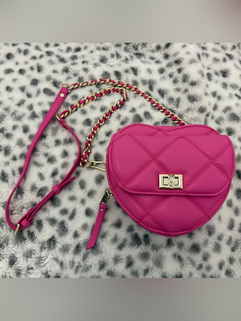 Steve Madden Hot Pink Quilted BHeartt Heart Bag Purse Crossbody NWOT